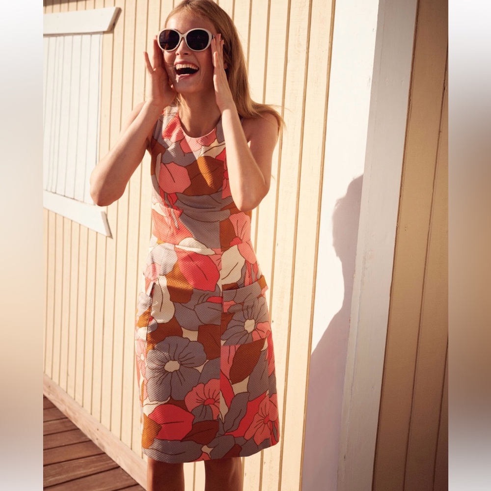 Boden Floral Shift Dress Bloom Through the Gloom Size 4 Retro